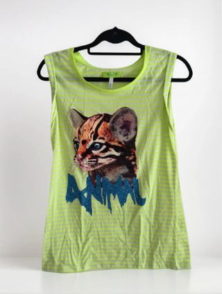 Top listrada verde - animal print