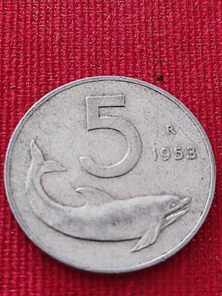 5 Lire Italia 1953 - Delfino