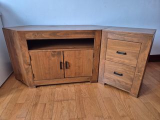 Mueble TV esquina madera marrón