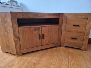 Mueble TV esquina madera marrón