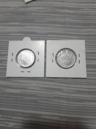 2 Monedas 1 Peseta Plata Alfonso XIII