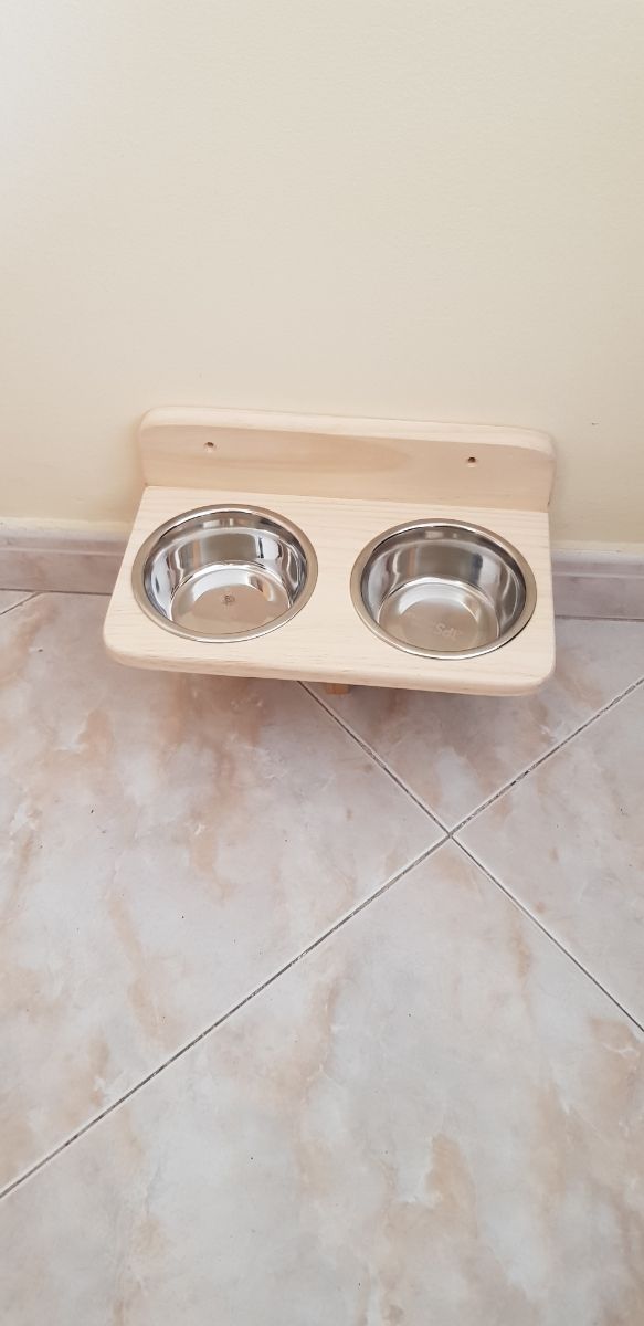 Comedero pared mascotas - 2 boles