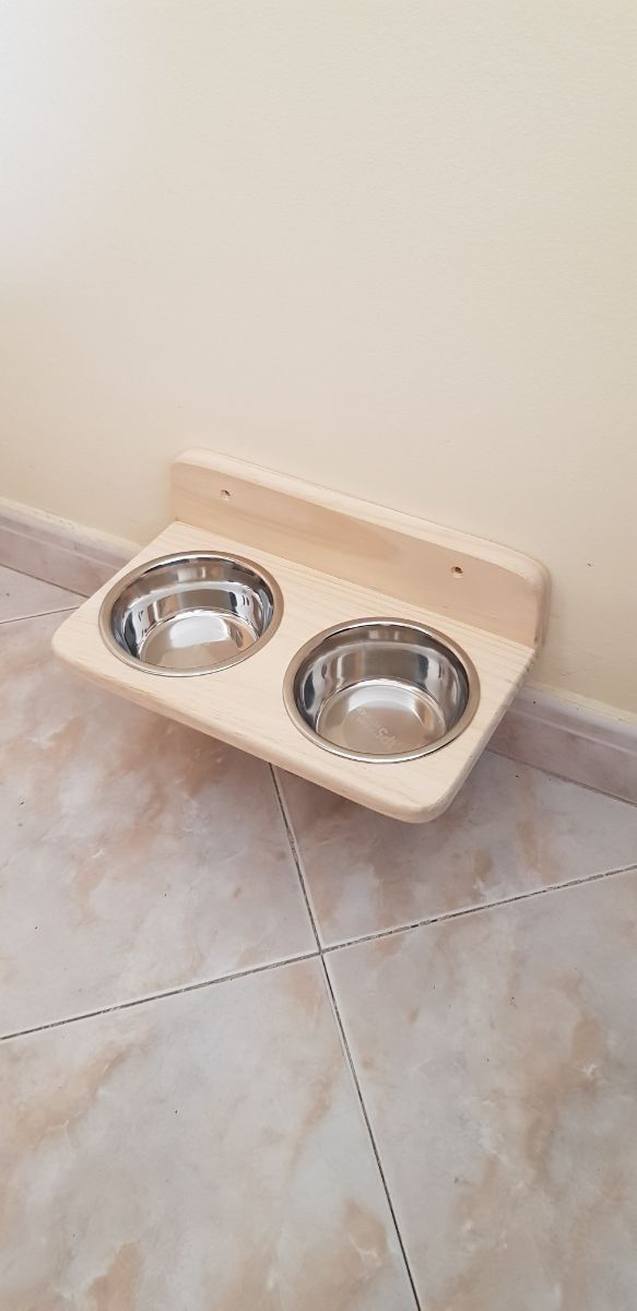 Comedero pared mascotas - 2 boles