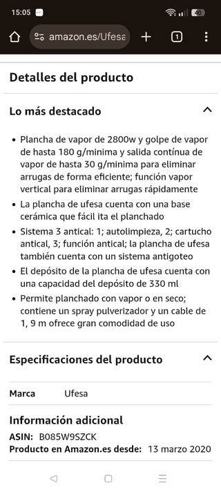 Plancha Ufesa - 2800W
