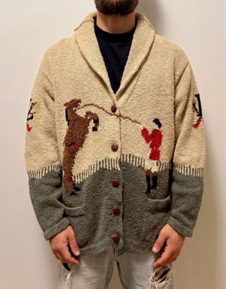 Vintage Ralph Lauren HandKnit Cardigan  Equestrian