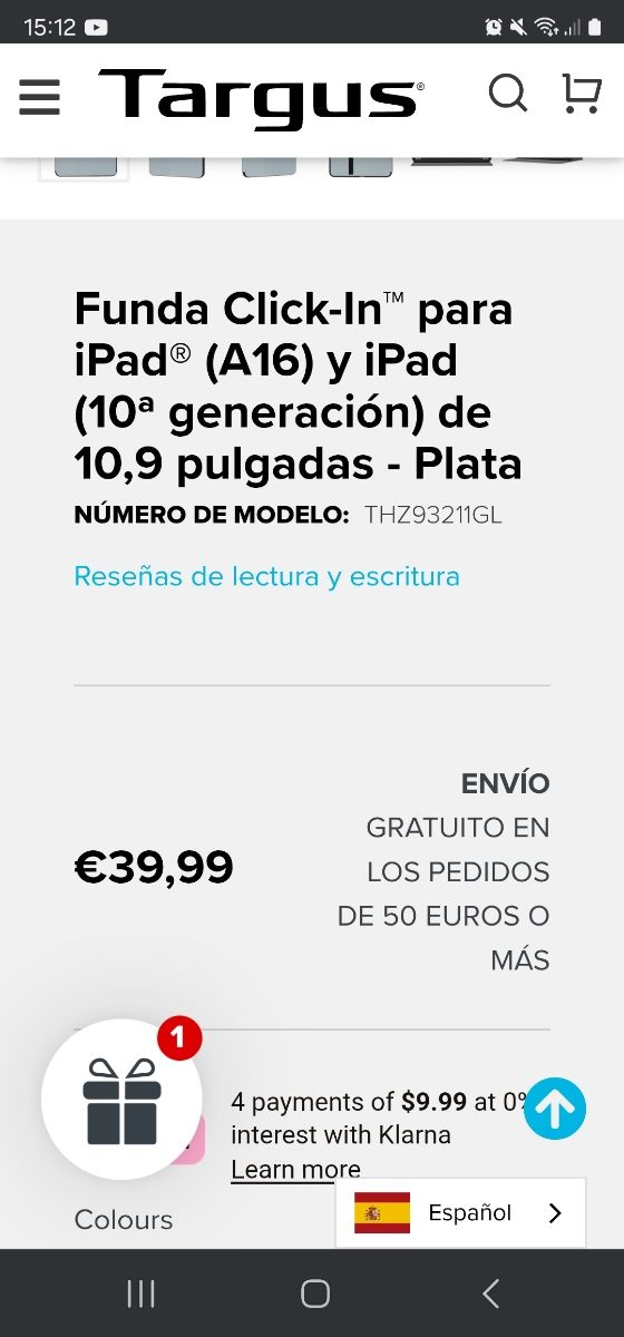 Funda Targus iPad (A16) - Nueva