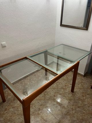 Mesa cristal extensible - madera
