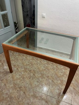 Mesa cristal extensible - madera