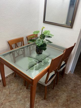 Mesa cristal extensible - madera