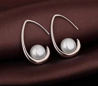 Pendientes plata perla - Elegante