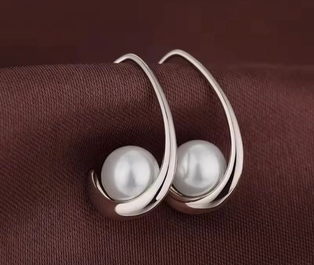 Pendientes plata perla - Elegante