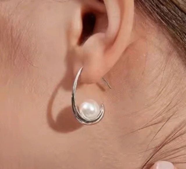 Pendientes plata perla - Elegante