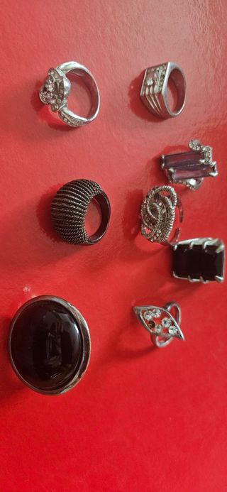9 anillos plata & negro