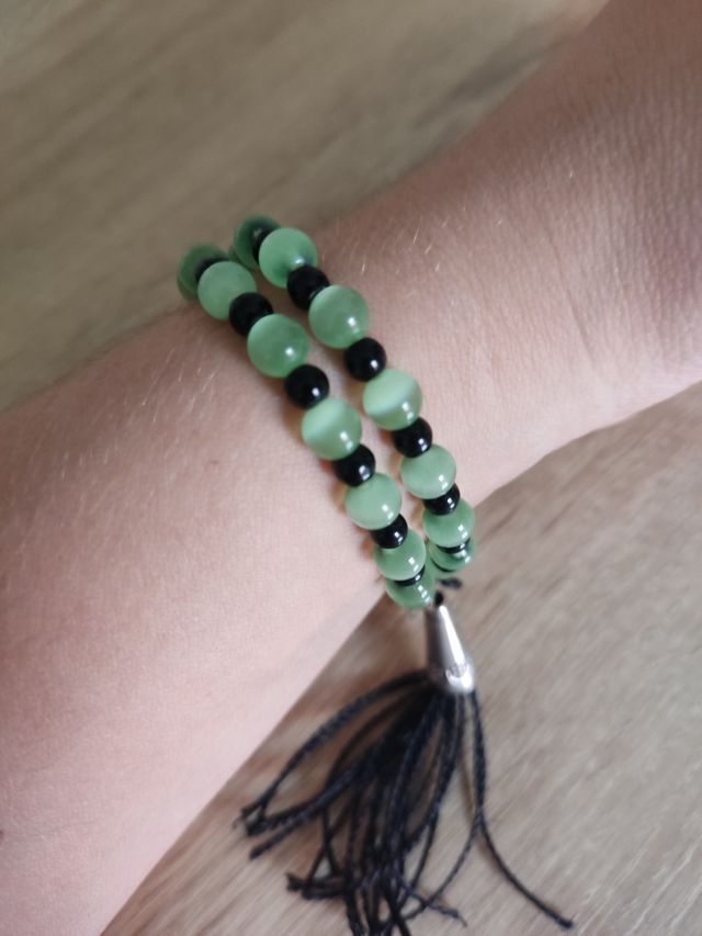 Pulsera cuentas verdes & negras
