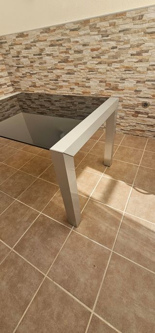 Mesa cristal extensible - Negro/Plata