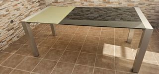 Mesa cristal extensible - Negro/Plata