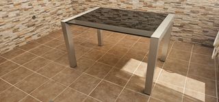 Mesa cristal extensible - Negro/Plata