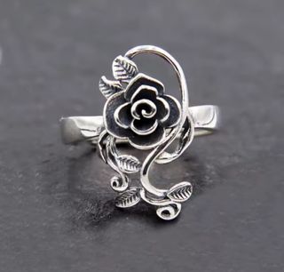 Anillo plata - Rosa ajustable 
