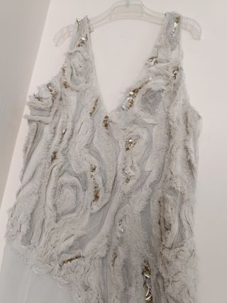 Vestido largo estructura abalorios zara