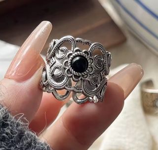 Anillo plata 925 piedra negra