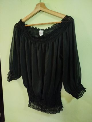 Blusa negra transparente mujer - Talla única