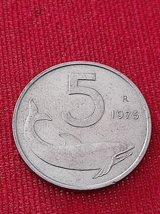 5 Lire Italia 1976 - Delfino