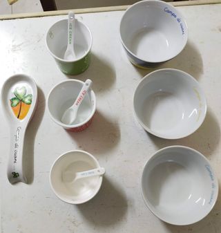Set Gelato: 3 Ciotole + 3 Coppette +  Portamestolo