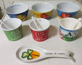 Set Gelato: 3 Ciotole + 3 Coppette +  Portamestolo