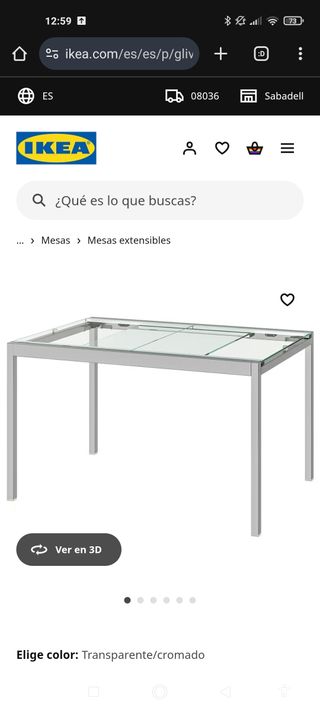 Mesa extensible IKEA GLIV - cristal