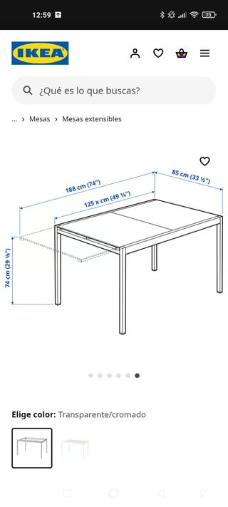 Mesa extensible IKEA GLIV - cristal