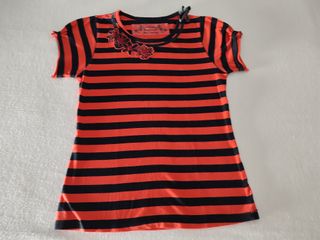 Vestido rayas niña - naranja-negro