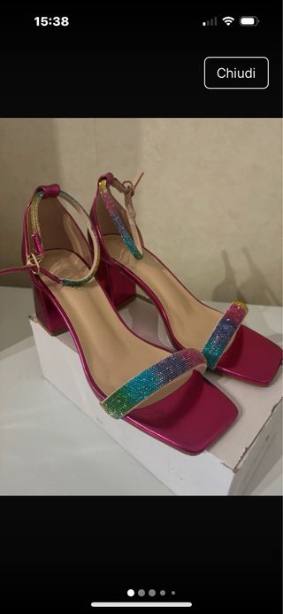 Sandali tacco  8 cm rosa glitter