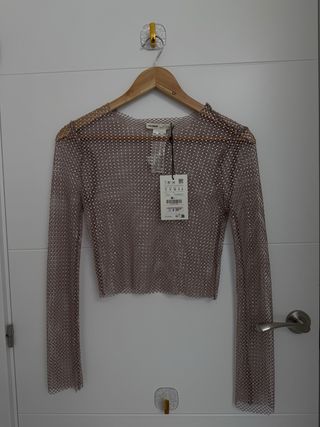 Top Zara red brillante talla S