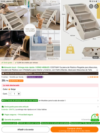 Escalera Mascotas Plegable - Nueva