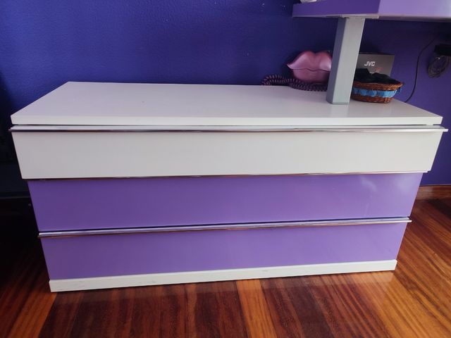 Cómoda 3 cajones - Blanco & Lila