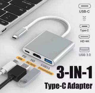 Adaptador USB-C 3 en 1 - HDMI, USB 3.0, PD
