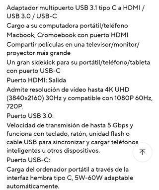 Adaptador USB-C 3 en 1 - HDMI, USB 3.0, PD