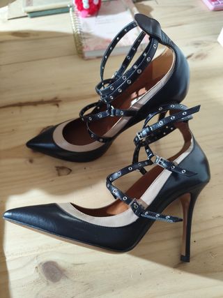 Zapatos tacón beige&negro