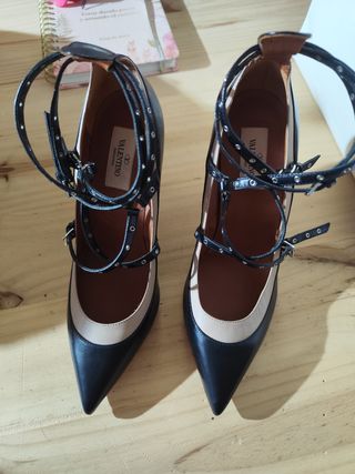 Zapatos tacón beige&negro