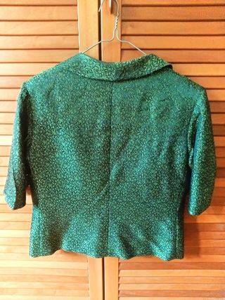 Giacca elegante vintage verde broccato