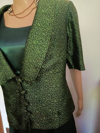 Giacca elegante vintage verde broccato