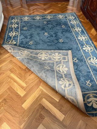 Alfombra lana azul beige