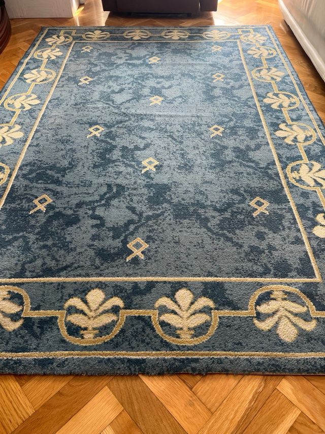 Alfombra lana azul beige