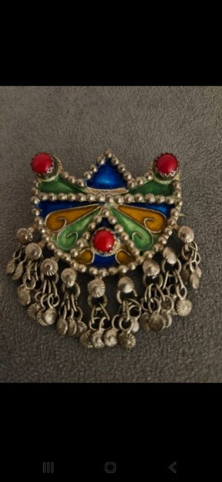 Broche plata bereber multicolor