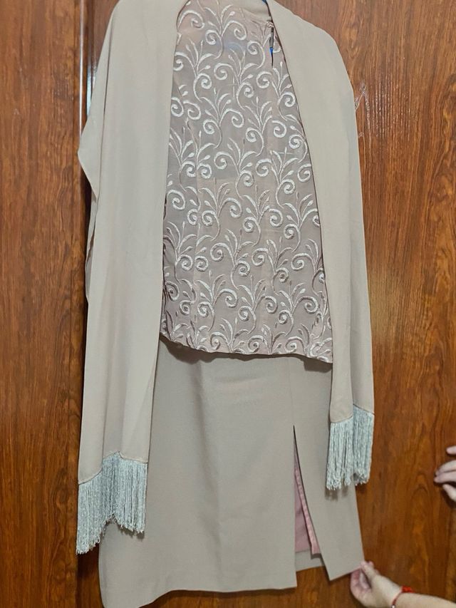 Vestido fiesta beige y rosa palo - 5XL
