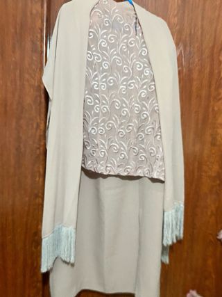 Vestido fiesta beige y rosa palo - 5XL