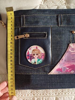 Bolso bandolera denim multicolor para chica 