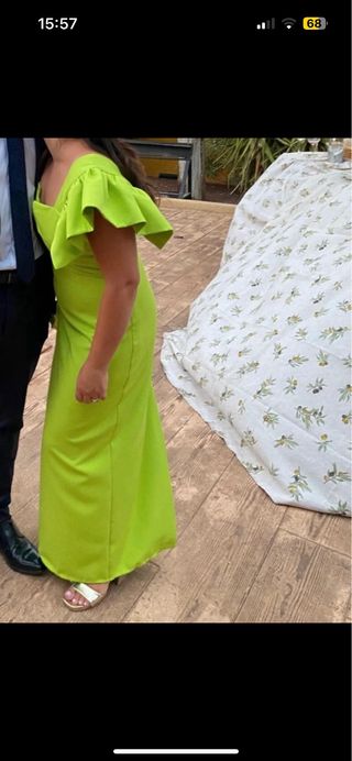 Vestido largo verde lima invitada 