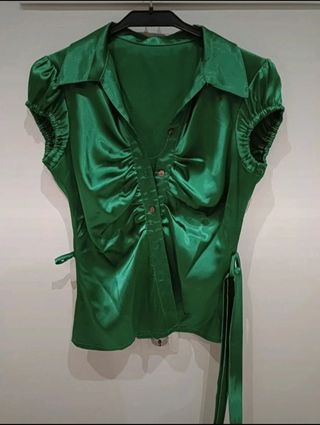 Camisa o Blusa Satén Verde para Mujer Talla Única