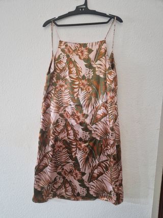 Vestido satén estampado floral